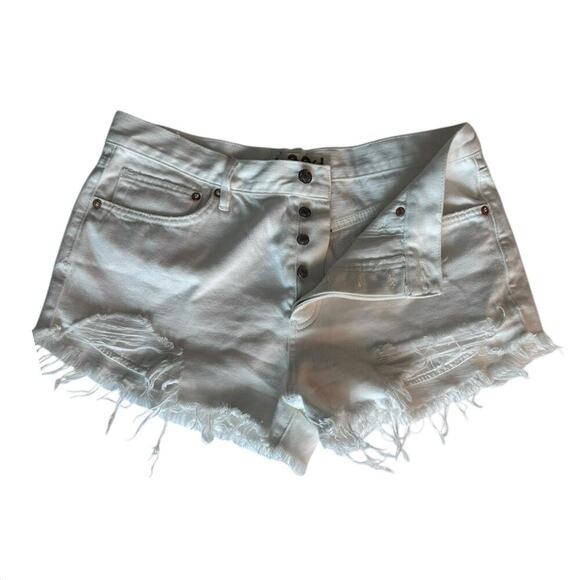 We The Free White Loving Good Vibrations Cutoff Denim Shorts Size 30 - Picture 1 of 6